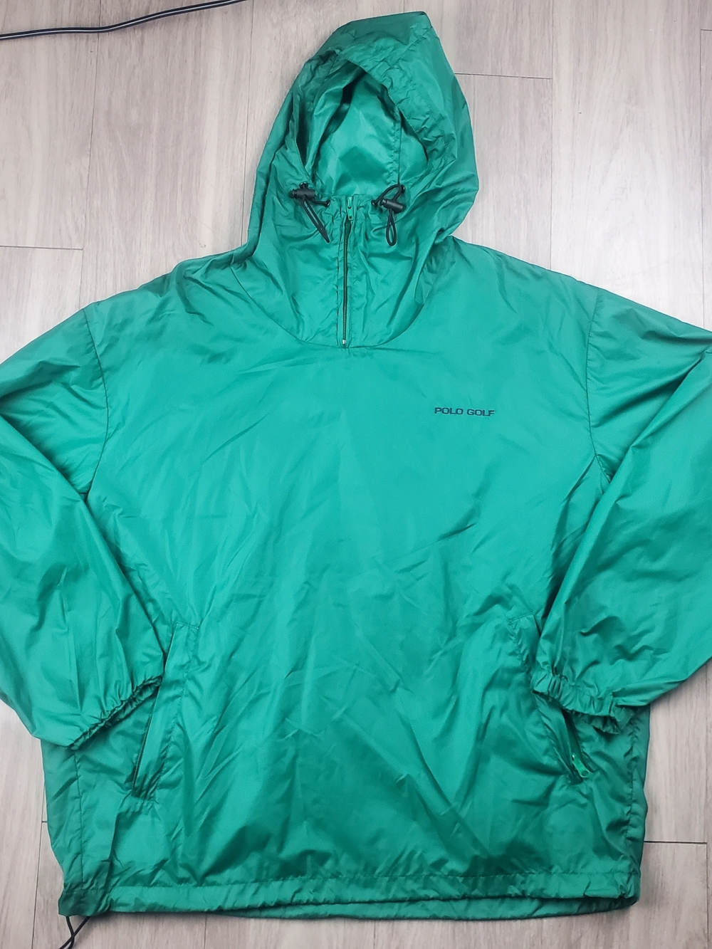 Vintage Polo Golf Ralph Lauren Green Hooded Windbreaker Anorak Jacket Size L